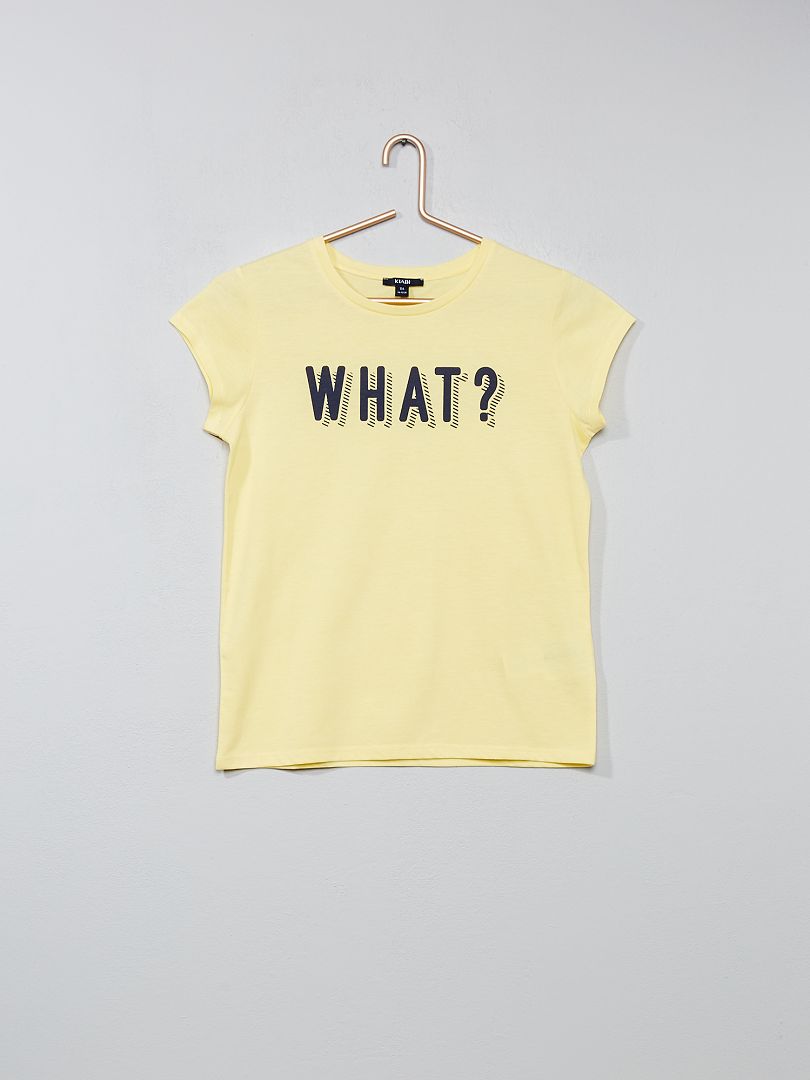 T-shirt imprimé 'What' jaune - Kiabi