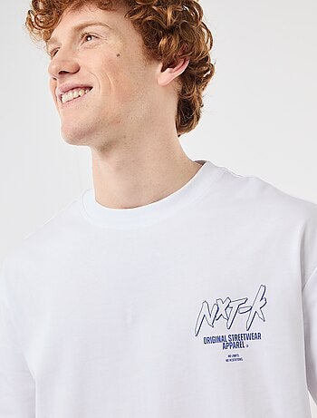 T-shirt imprimés devant et dos en coton uni