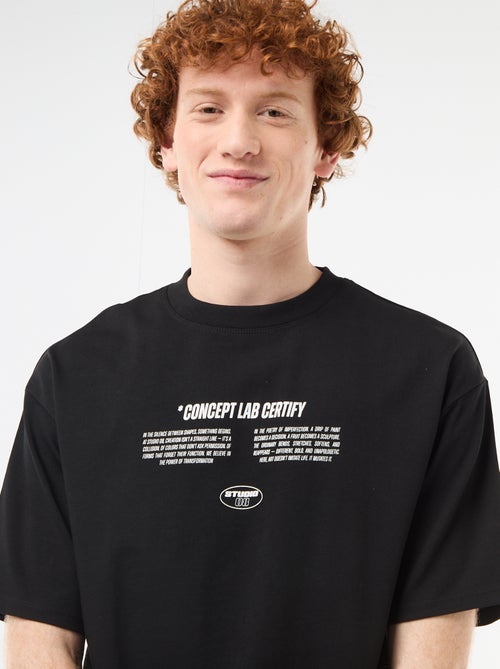 T-shirt imprimés devant et dos en coton uni - Kiabi