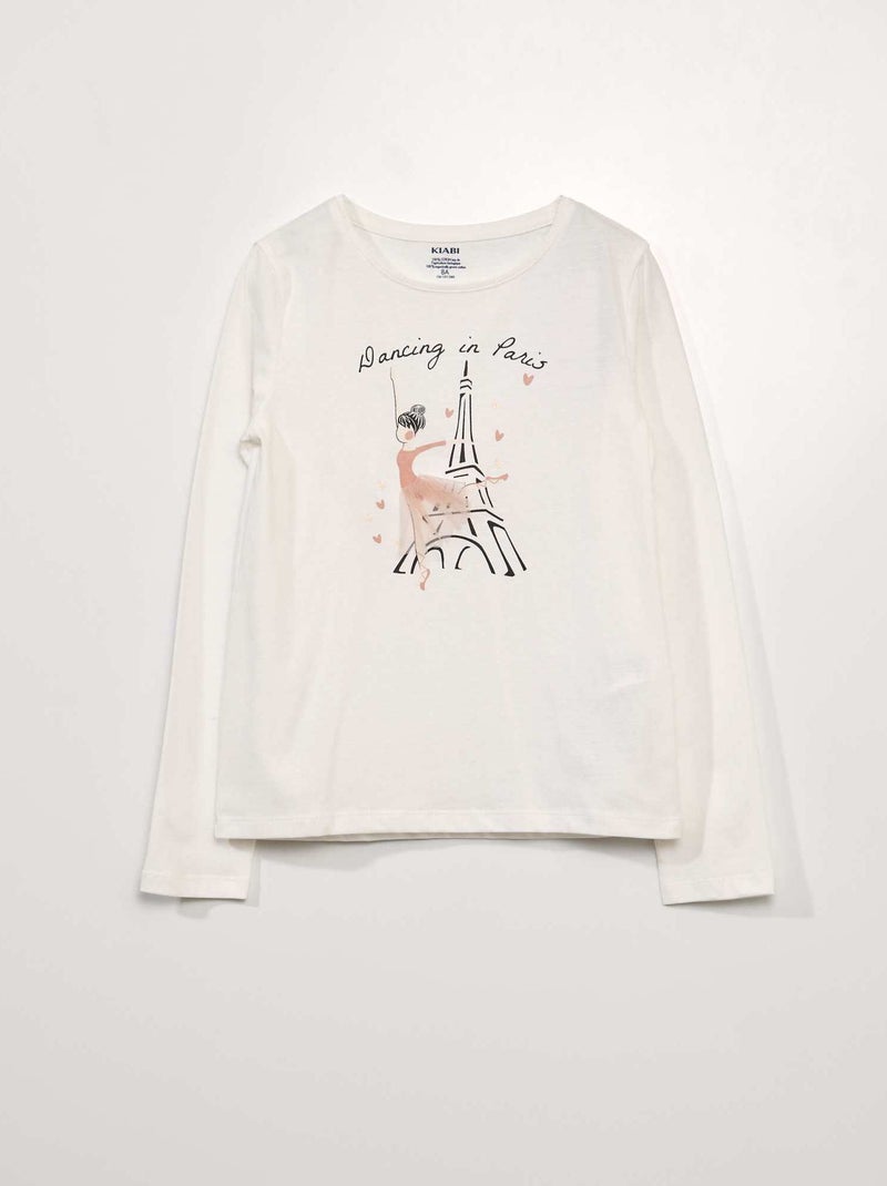 T-shirt imprimés manches longues Blanc - Kiabi