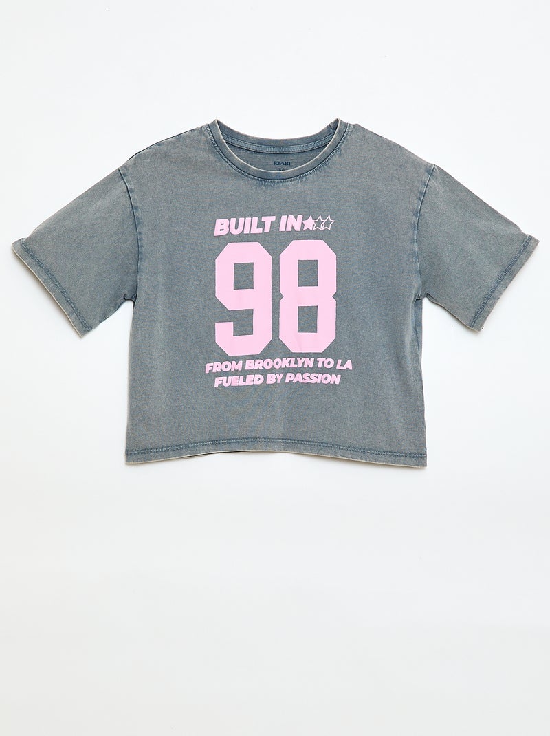 T-shirt in Amerikaanse stijl Grijs - Kiabi
