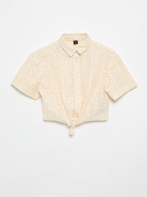 T-shirt in blouse-stijl van opengewerkt haakwerk - Kiabi