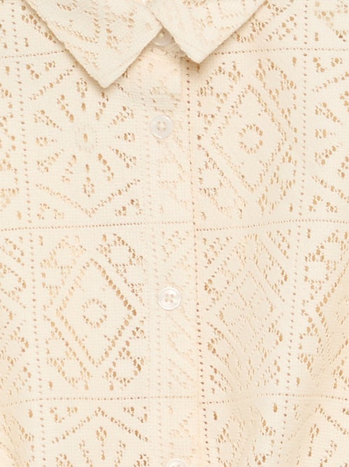T-shirt in blouse-stijl van opengewerkt haakwerk - Kiabi