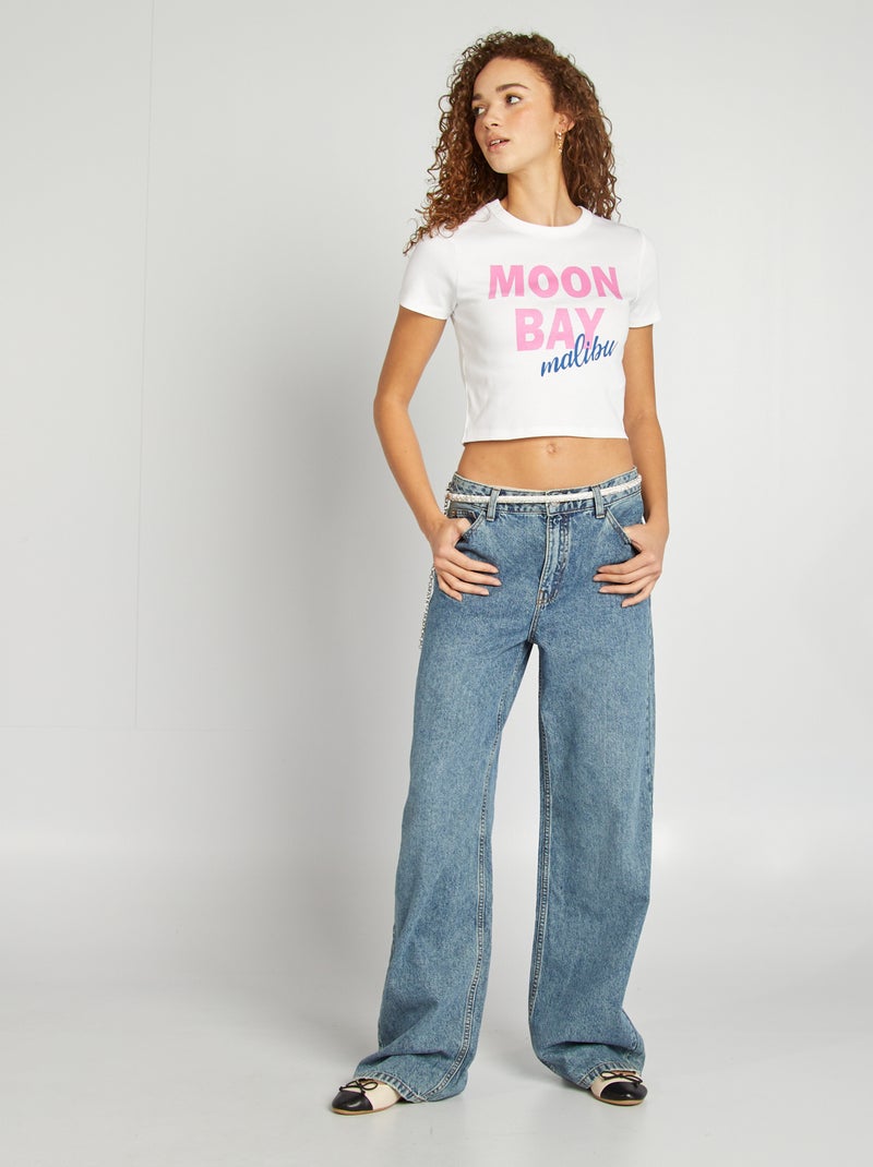 T-shirt in campusstijl WIT - Kiabi