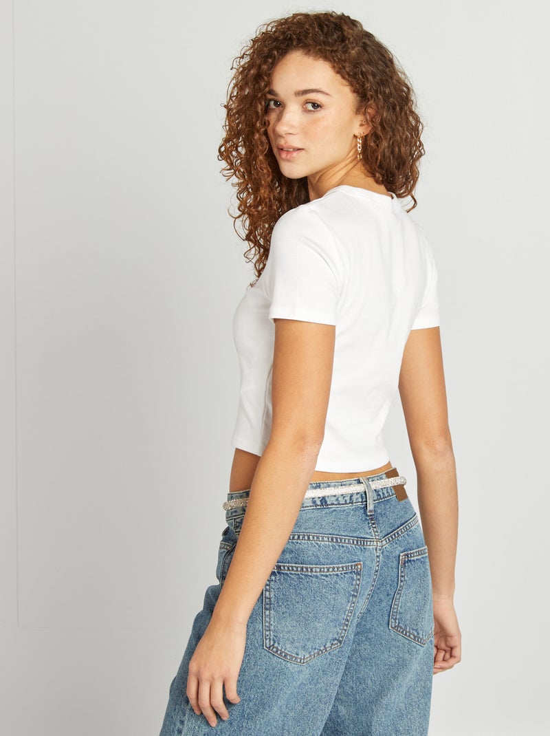 T-shirt in campusstijl WIT - Kiabi