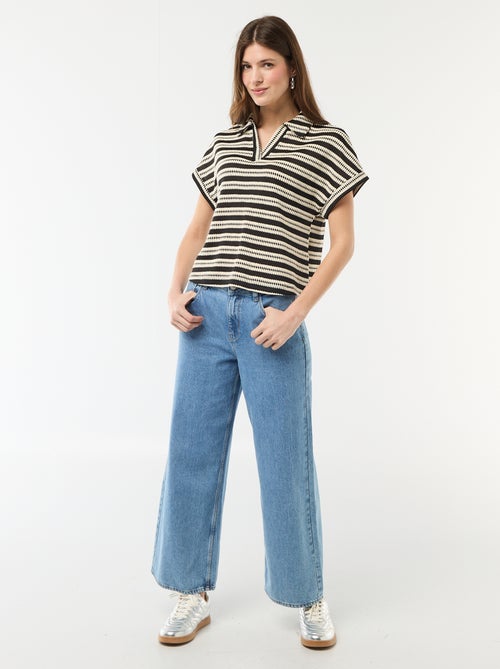 T-shirt in polostijl met kleur - Kiabi