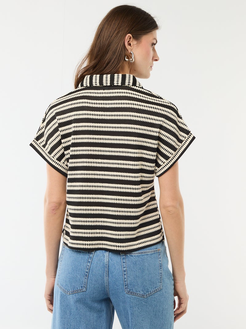 T-shirt in polostijl met kleur Biege - Kiabi