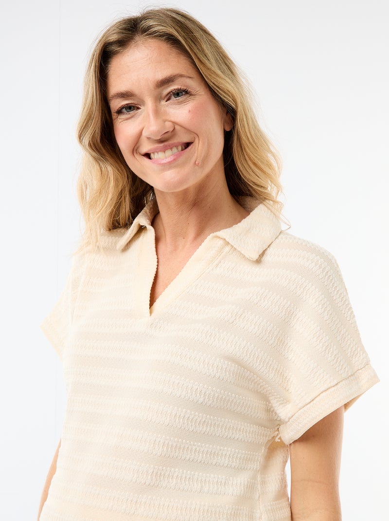 T-shirt in polostijl met kleur Wit - Kiabi