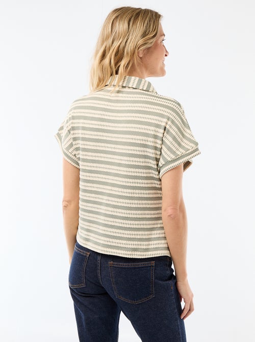 T-shirt in polostijl met kleur - Kiabi