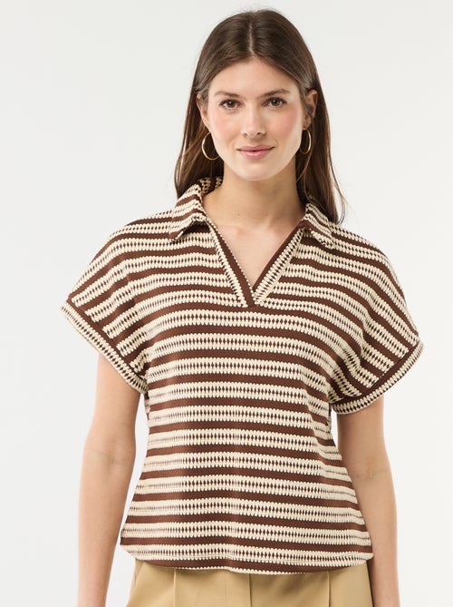 T-shirt in polostijl met kleur - Kiabi