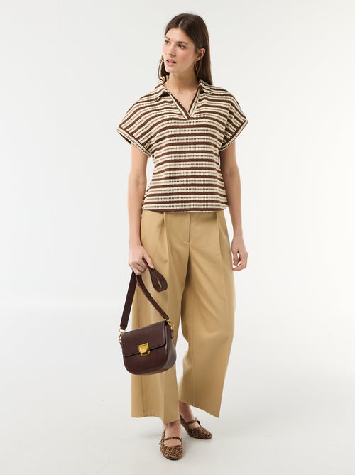 T-shirt in polostijl met kleur - Kiabi