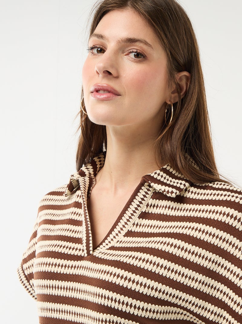 T-shirt in polostijl met kleur Wit - Kiabi