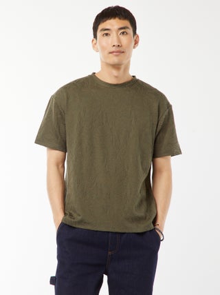 T-shirt jacquard uni à manches courtes