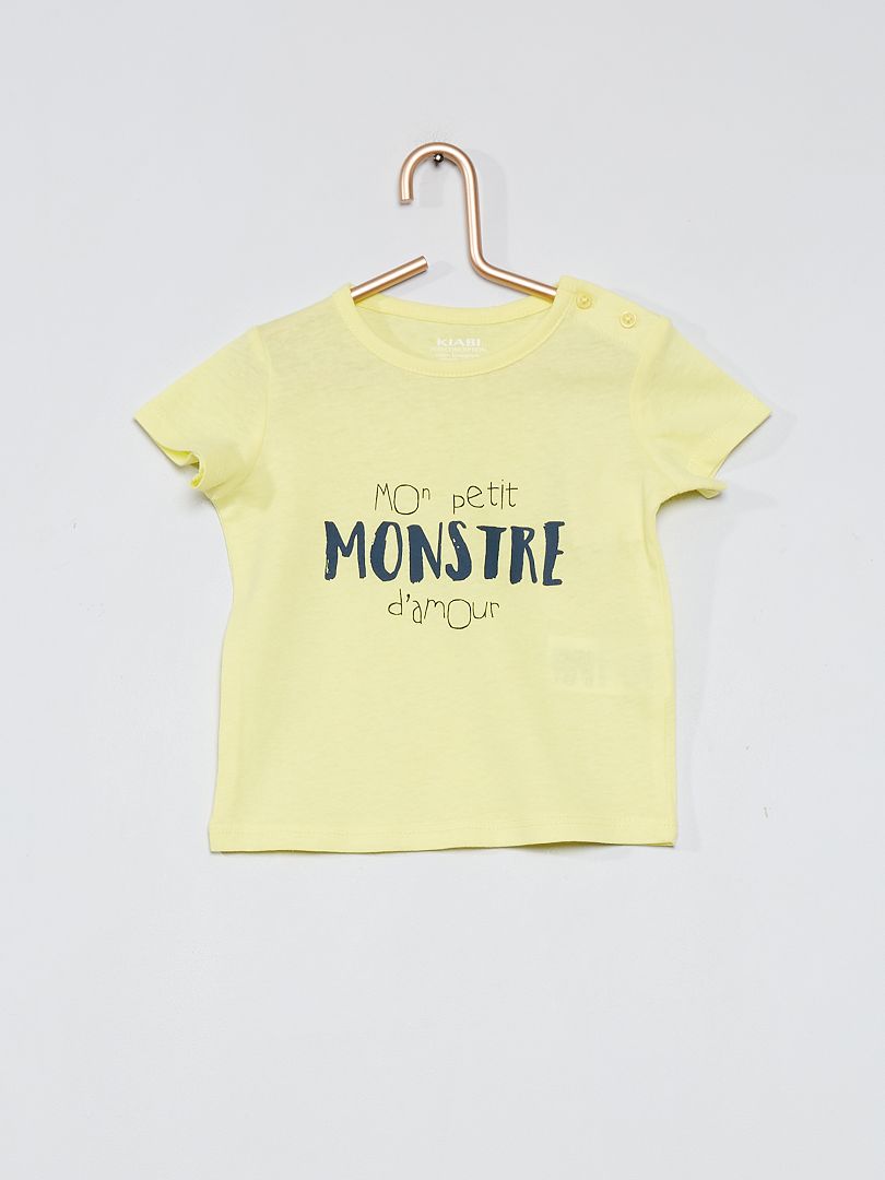 T-shirt jaune monstre - Kiabi