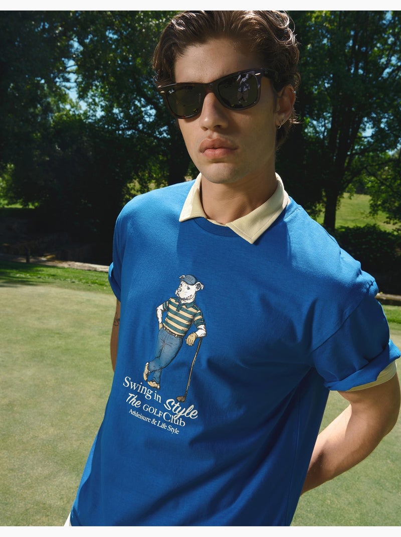 T-shirt jersey imprimé, MO Fashion Bleu - Kiabi