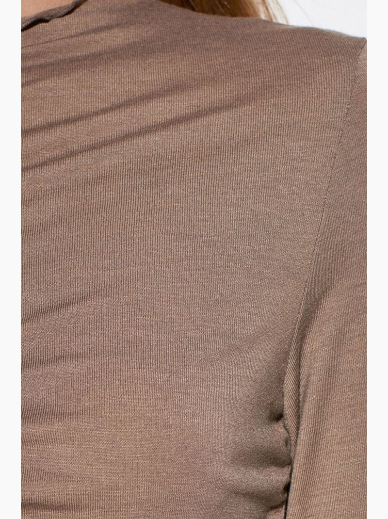 T-shirt jersey lange mouwen aansluitend dilvin Camel - Kiabi