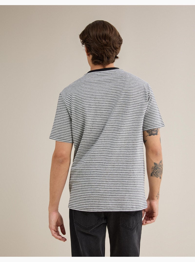 T-shirt jersey rayé, MO Fashion Noir - Kiabi