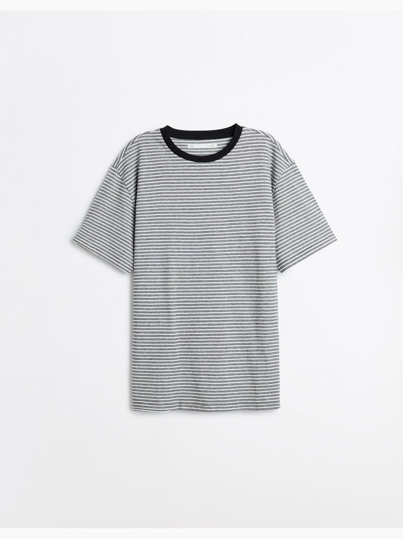 T-shirt jersey rayé, MO Fashion Noir - Kiabi