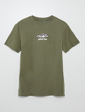 T-shirt 'Jurassic Park' en coton à col