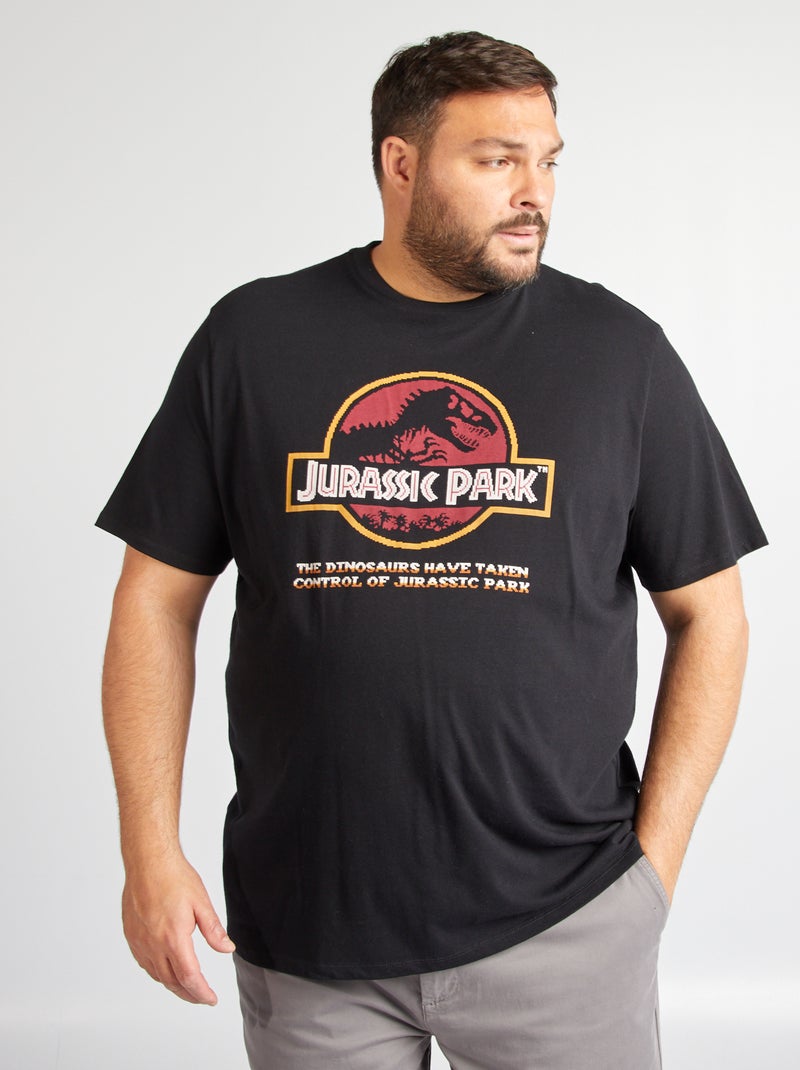 T-shirt 'Jurassic Park' imprimé pixel art Noir - Kiabi