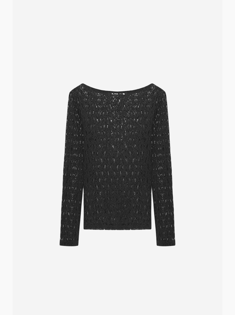 T-shirt kant boothals lange mouwen dilvin Zwart - Kiabi