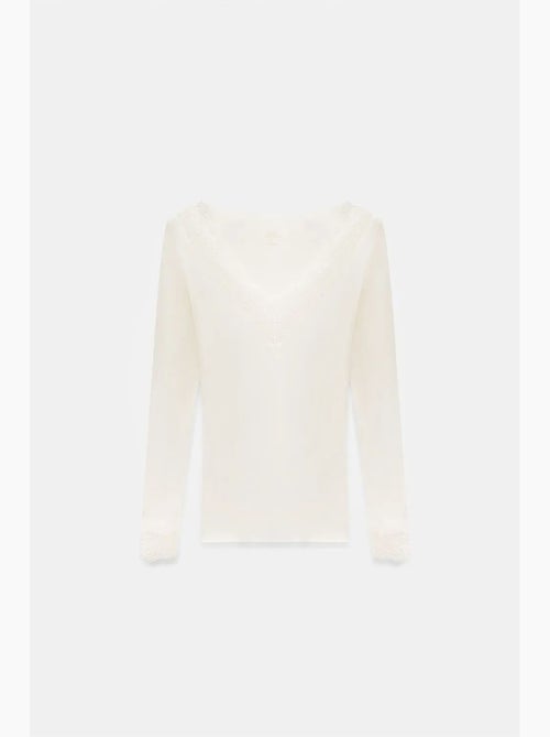 T-shirt kant v-hals lange mouwen dilvin - Kiabi T-shirt kant v-hals lange mouwen dilvin - Kiabi