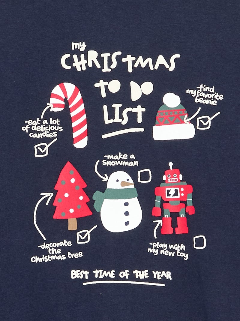 T-shirt 'Kerst' met lange mouwen Blauw - Kiabi