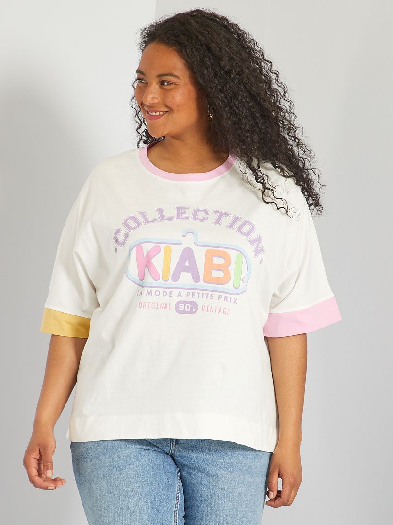 T-shirt 'Kiabi' 'vintagecollectie' PAARS - Kiabi