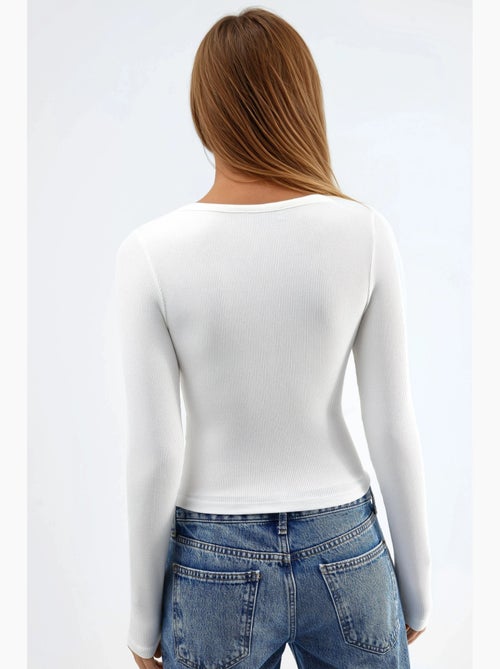 T-shirt knoopsluiting elastisch lange mouw busem - Kiabi