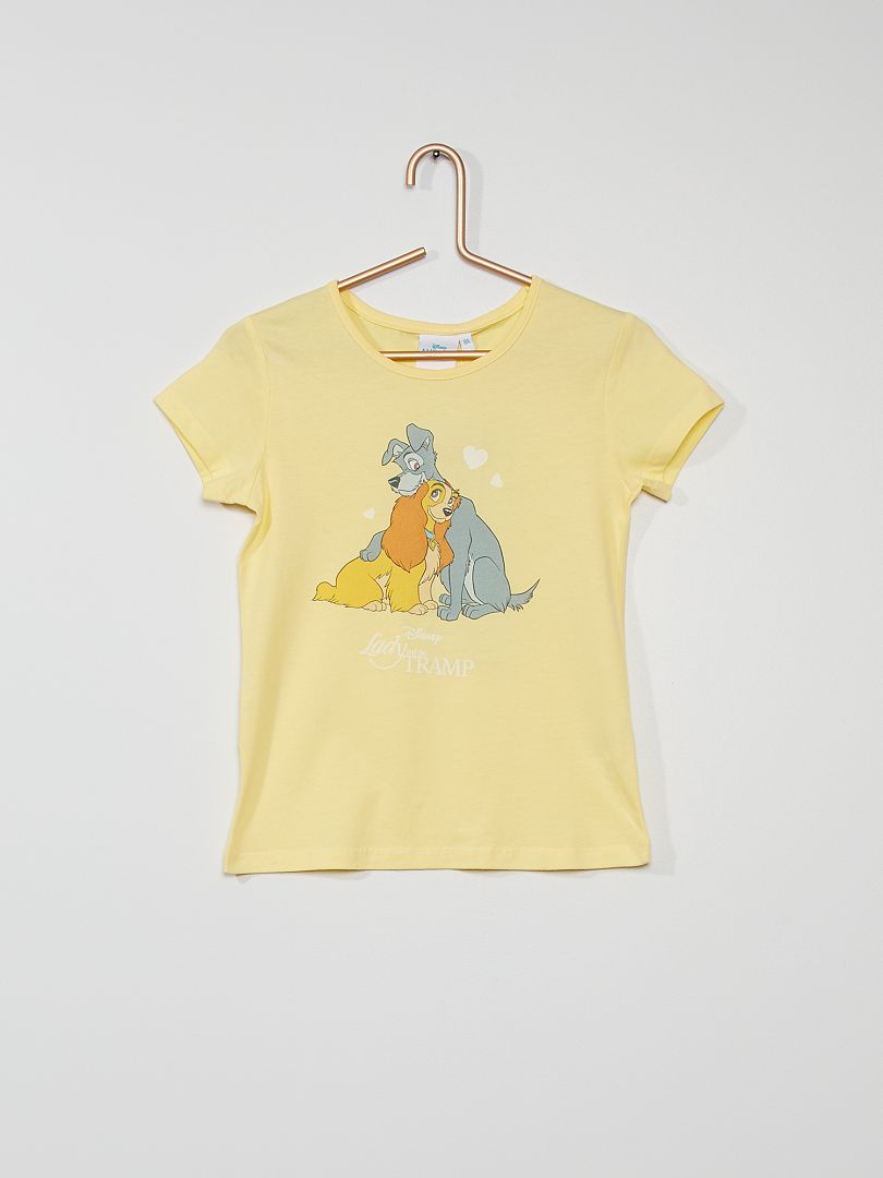 T-shirt 'La Belle et le Clochard' jaune - Kiabi