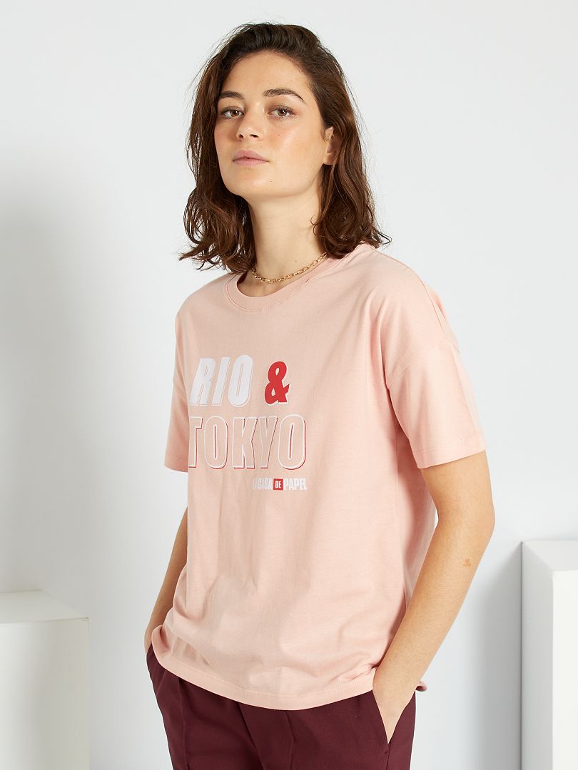 T-shirt 'La Casa de Papel' rose - Kiabi
