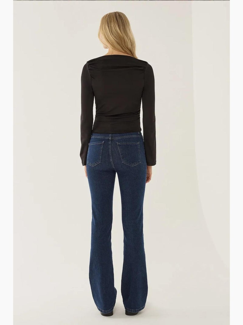 T-shirt lange mouw met drapering hiccup Zwart - Kiabi