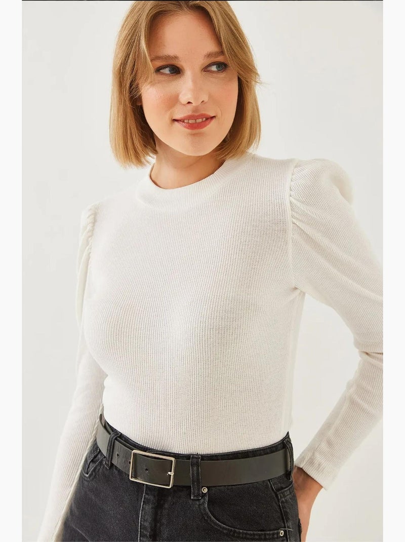 T-shirt lange mouwen basic drapering lucci Wit - Kiabi