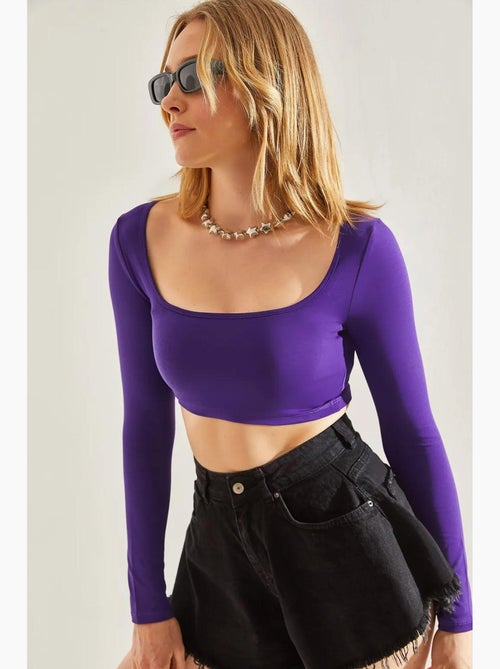 T-shirt lange mouwen basic kort lucci - Kiabi T-shirt lange mouwen basic kort lucci - Kiabi