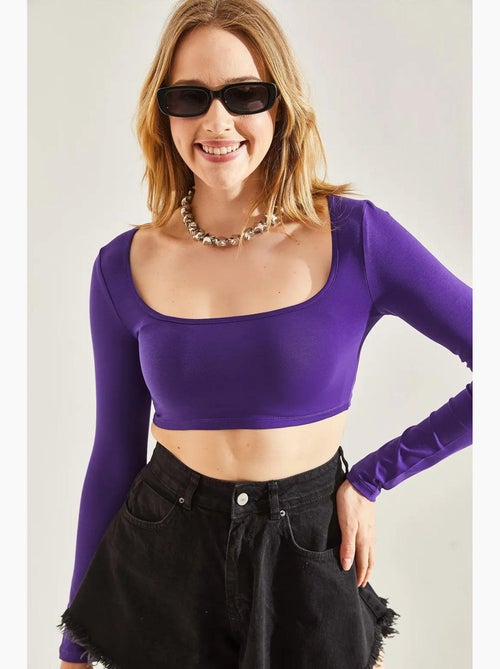 T-shirt lange mouwen basic kort lucci - Kiabi T-shirt lange mouwen basic kort lucci - Kiabi