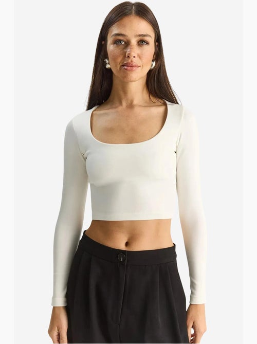 T-shirt lange mouwen basic kort lucci - Kiabi T-shirt lange mouwen basic kort lucci - Kiabi