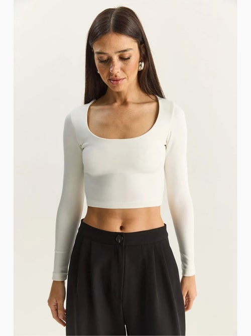 T-shirt lange mouwen basic kort lucci - Kiabi T-shirt lange mouwen basic kort lucci - Kiabi