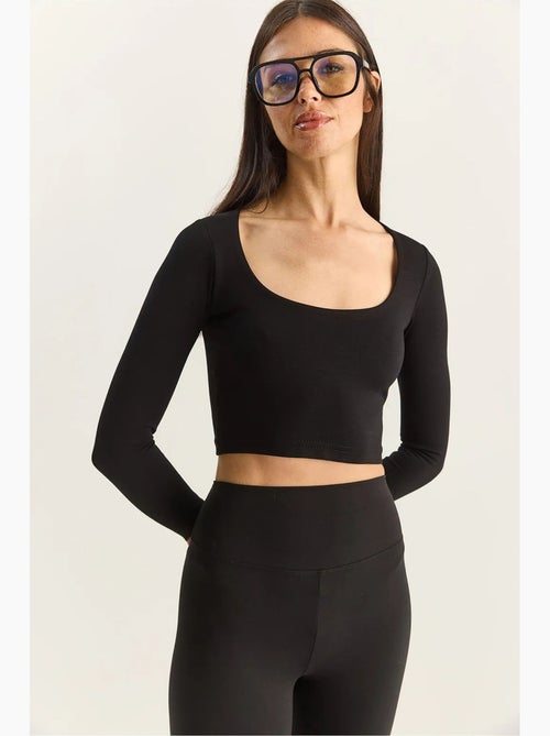 T-shirt lange mouwen basic kort lucci - Kiabi T-shirt lange mouwen basic kort lucci - Kiabi