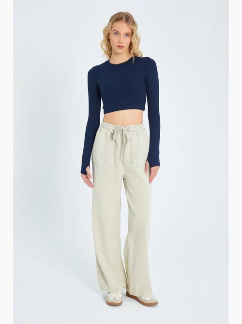 T-shirt lange mouwen basic kort mixray - Kiabi T-shirt lange mouwen basic kort mixray - Kiabi