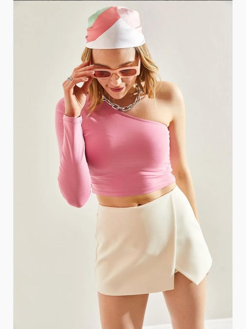T-shirt lange mouwen kort asymmetrische hals lucci - Kiabi T-shirt lange mouwen kort asymmetrische hals lucci - Kiabi