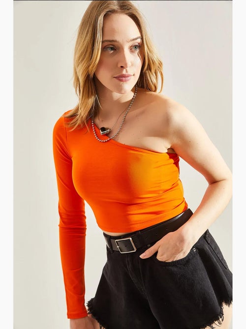 T-shirt lange mouwen kort asymmetrische hals lucci - Kiabi T-shirt lange mouwen kort asymmetrische hals lucci - Kiabi
