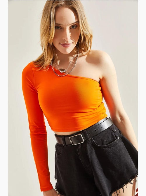 T-shirt lange mouwen kort asymmetrische hals lucci - Kiabi T-shirt lange mouwen kort asymmetrische hals lucci - Kiabi
