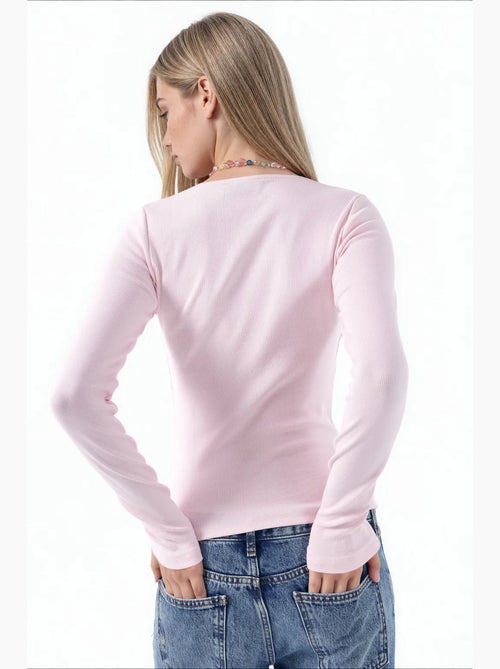 T-shirt lange mouwen v-hals kant busem - Kiabi T-shirt lange mouwen v-hals kant busem - Kiabi