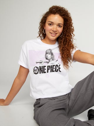 T-shirt large cropped 'One piece'