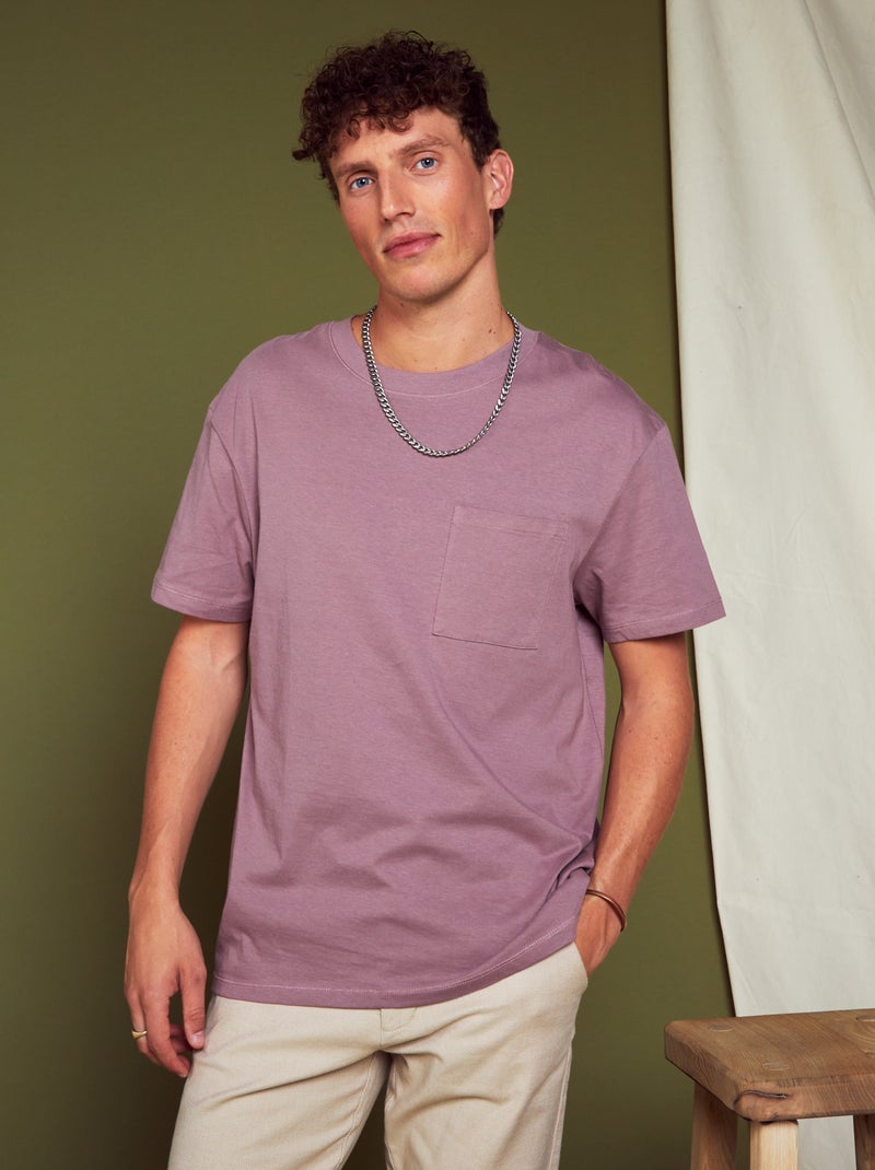 T-shirt large en jersey avec poche Mauve - Kiabi