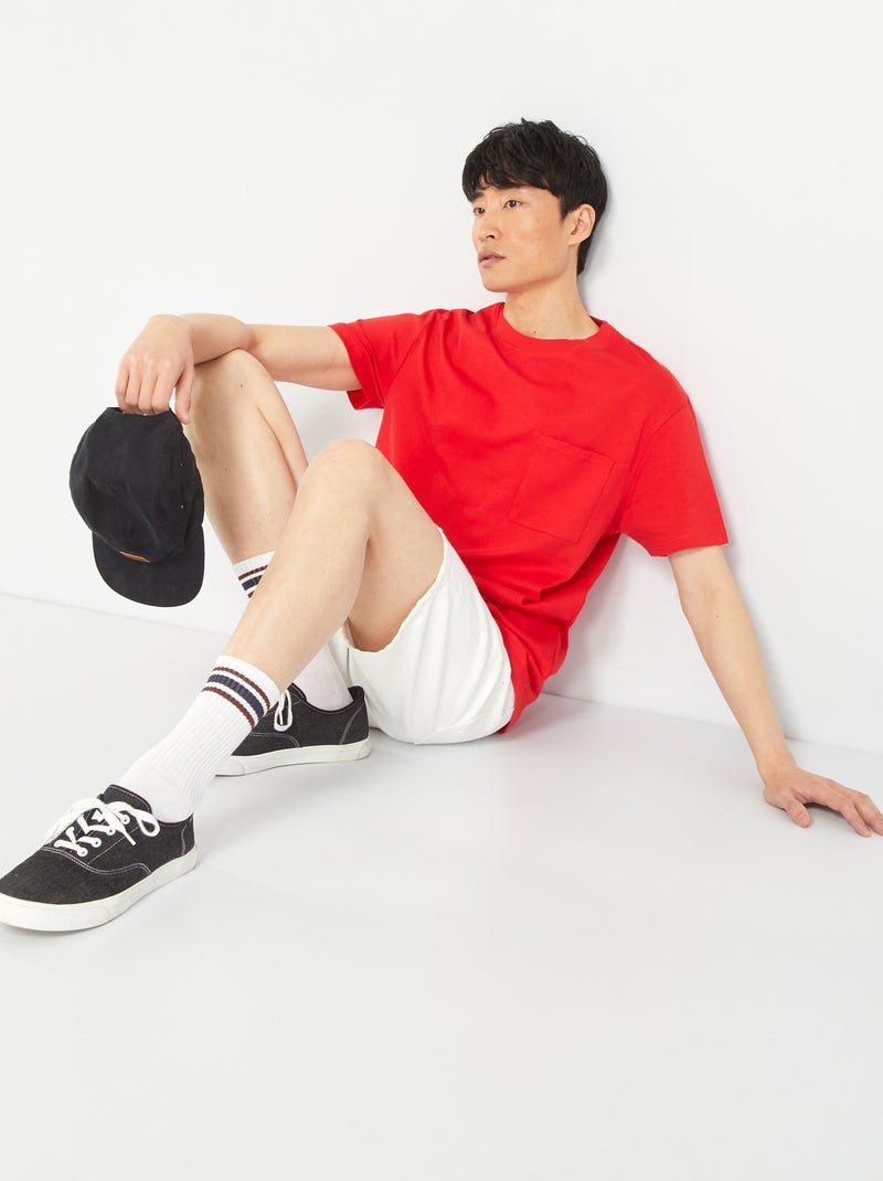 T-shirt large en jersey avec poche Rouge - Kiabi