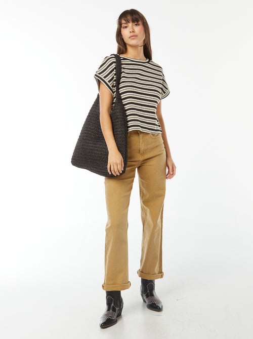 T-shirt large en maille fantaisie à manches courtes - Kiabi