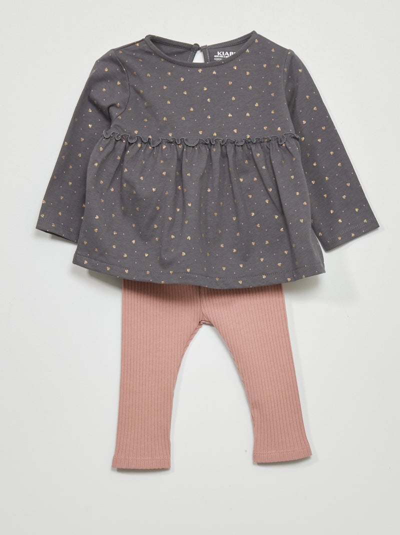 T-shirt + legging - 2-delig GRIJS - Kiabi