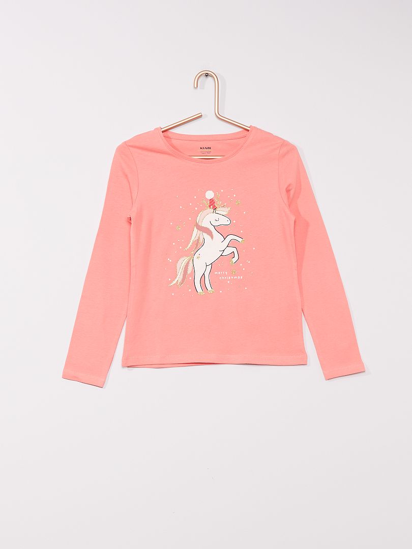 T-shirt 'licorne' rose licorne - Kiabi