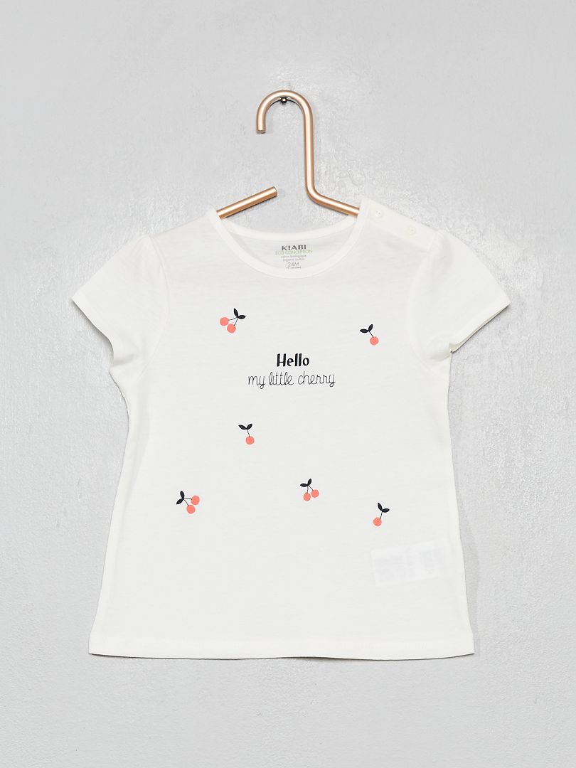 T-shirt 'little cherry' crème/cerise - Kiabi
